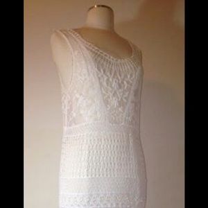 In Style White Crochet Coverup Dress....One Size