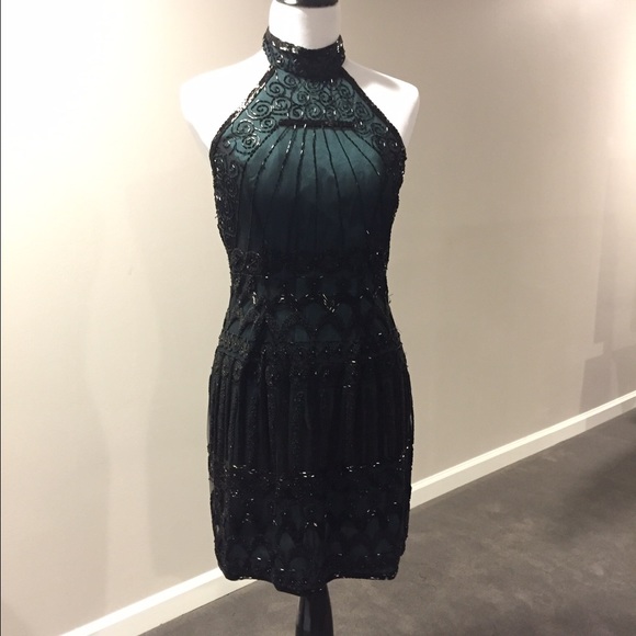 Dresses & Skirts - Beaded sexy forest green dress