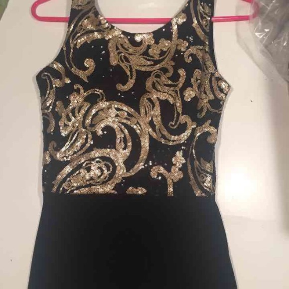 Sequin top black split maxi dress - Picture 2 of 4