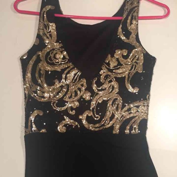 Sequin top black split maxi dress - Picture 3 of 4