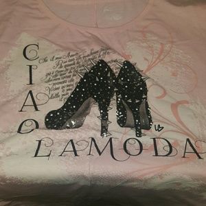 ?? PINK  top with heel graphic