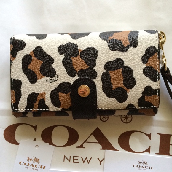 Coach Clutches & Wallets - NWT COACH cheetah print phone clutch wristlet