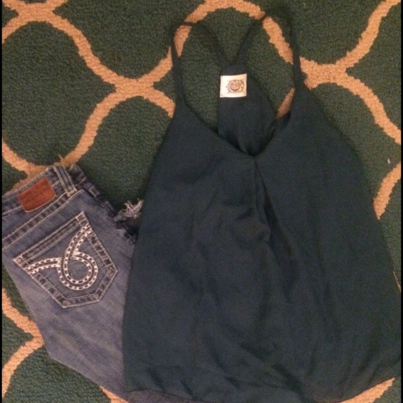 Deep teal flowy tank.