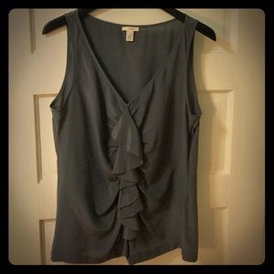 J.Crew size 10 gray silk ruffled blouse
