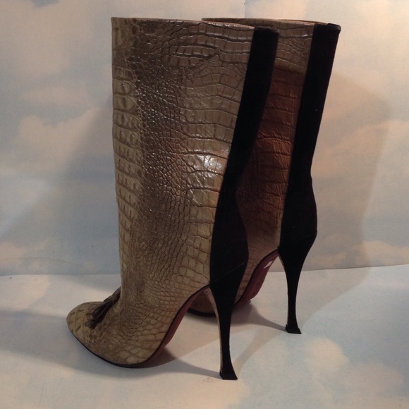 NEVER WORN NINA RICCI GREY ALLIGATOR BOOTS - Picture 3 of 8