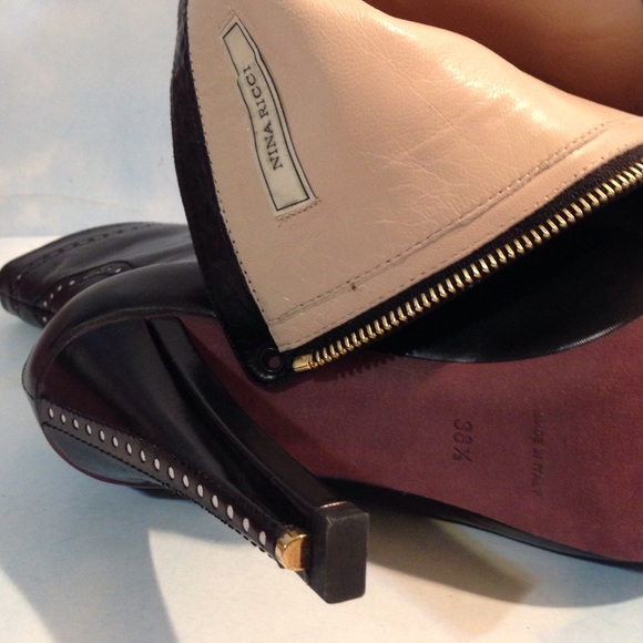 BRAND NEW NINA RICCI BLACK LEATHER BOOTS - Picture 8 of 8