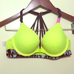 Victoria's Secret PINK neon yellow bra