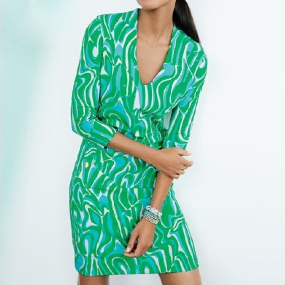 Lily Pulitzer green pattern shift dress - Picture 3 of 4
