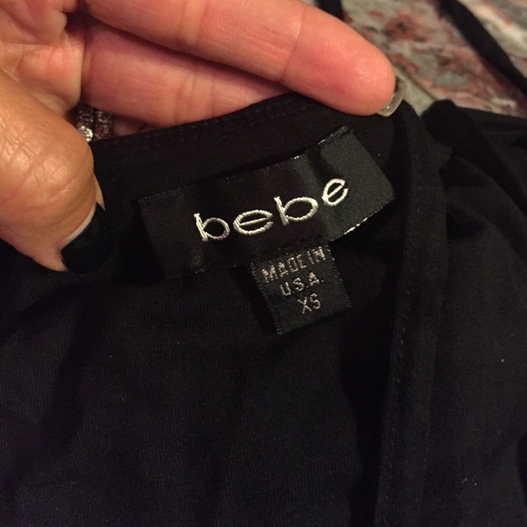 Bebe black gold ruffle top halter shirt XS - Picture 3 of 3