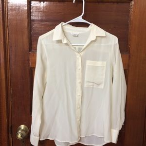 Club Monaco sheer silk shirt. "Blanc."