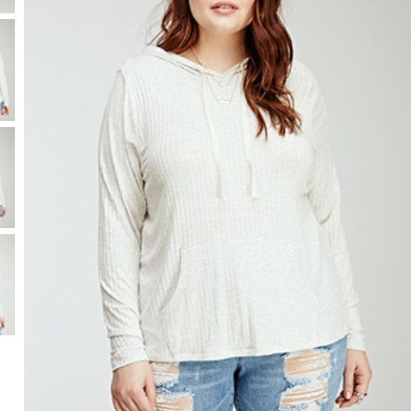 Forever 21 Tops - New Forever 21 Plus Ribbed Hooded Top XL