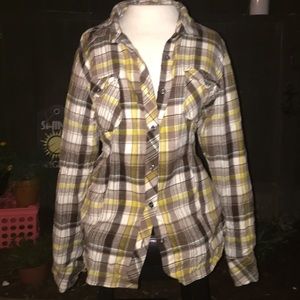 Cute yellow brown and blue flannel