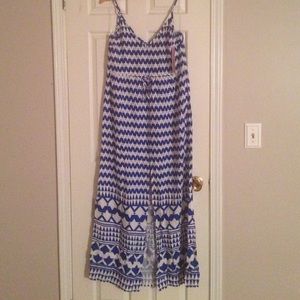 Blue and white Aztec print maxi dress