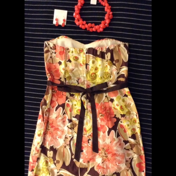 Floral Dress FIT & FLARE Empire Aline Strapless - Picture 3 of 4