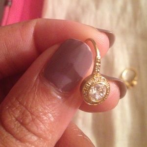 Gold tone drop earrings - cz stones