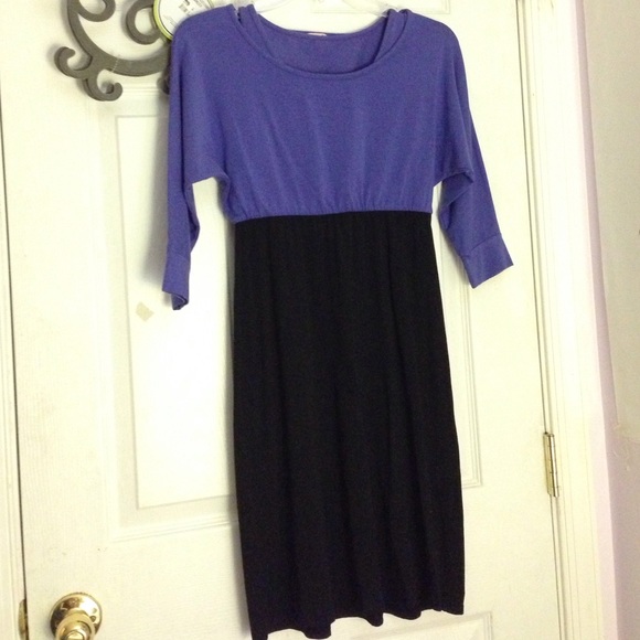Half Sleeve Purple/blue & Black Dress