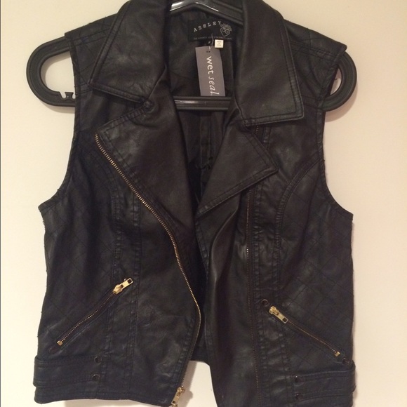 Faux leather vest