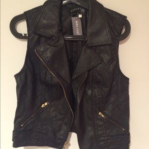 Faux leather vest