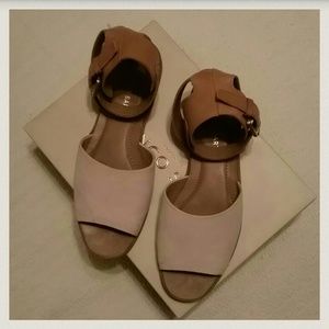 Franco Sarto Nude and Brown Leather Sandals