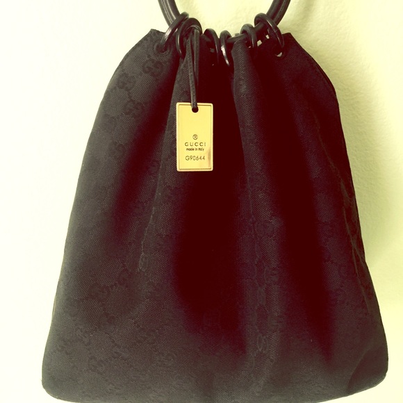 Authentic Gucci Black Monogram Shoulder Bag