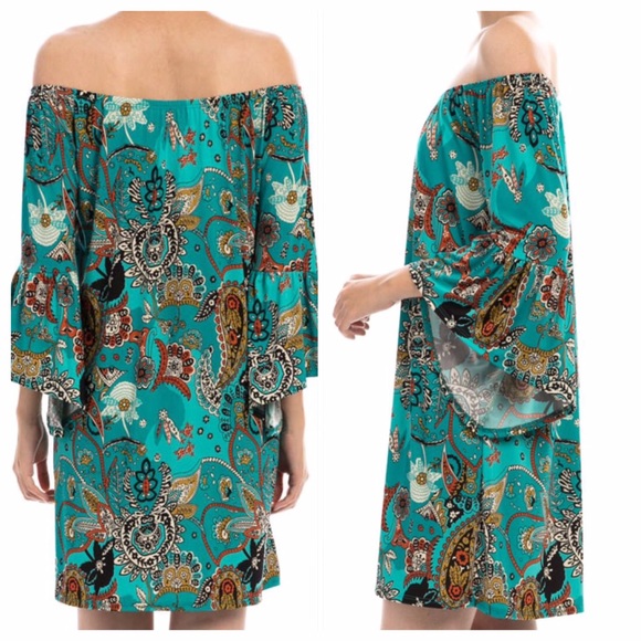 SOLD OUT!💥HP 3/16💥PATTERN OFF SHOULDER DRESS - Picture 2 of 2