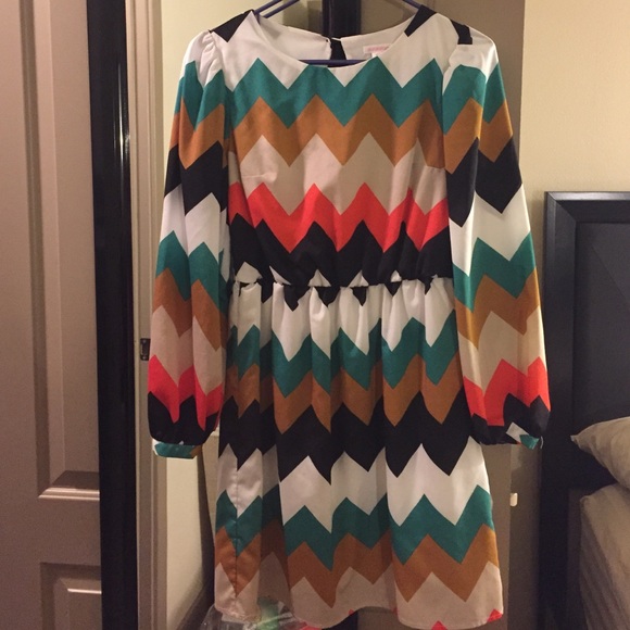 Multi-colored chevron dress