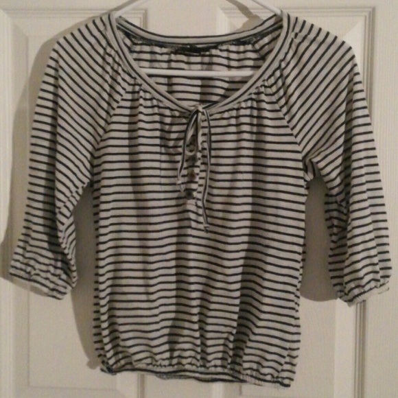 Button Up Striped Peasant Top