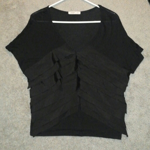 Deep V Neck, Ruffled Top