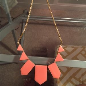 Coral Statment necklace with gold chain