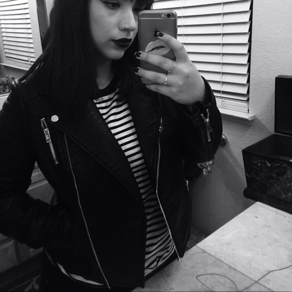 black leather jacket