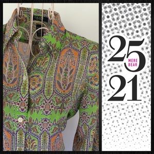 Bright boho patterned chiffon button down