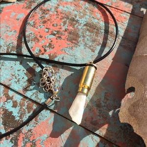 Smoky Quartz Bullet Pendant Necklace