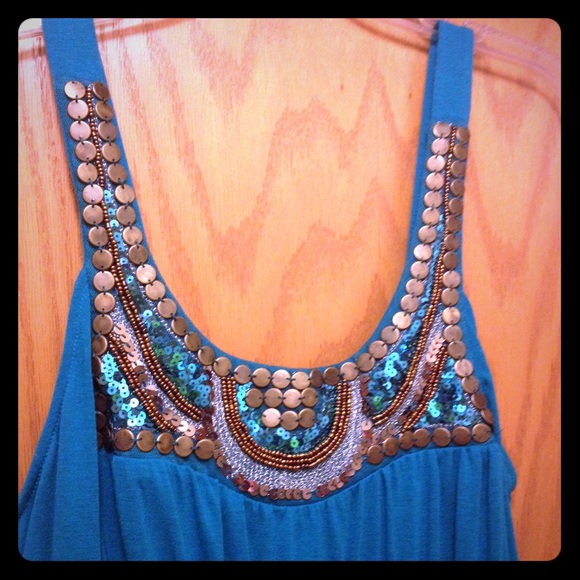 LONG Blue Beaded Maxi