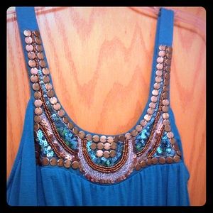 LONG Blue Beaded Maxi