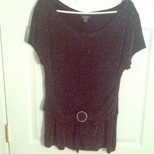 Dress barn  XL Black with silver. Faux belt.