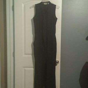 Black dressy romper with tie at neck