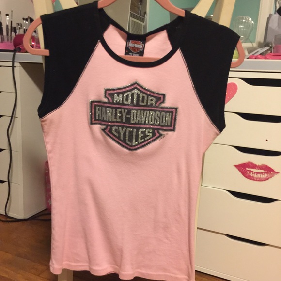 Women's pink and black Harley Davidson shirt