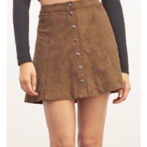 Brown faux suede skirt