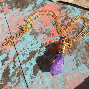 Purple Aura Wire Wrapped Necklace