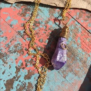 Purple Aura Wire Wrapped Necklace