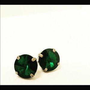 Emerald Swarovski element studs!
