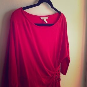 Red Aline Dress with Stud Bead Detail