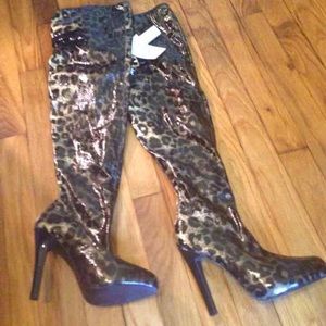 NWT Baby Phat "SARAH" Over Knee Leopard Boot 6.5