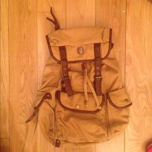 Large brown canvas / leather backpack