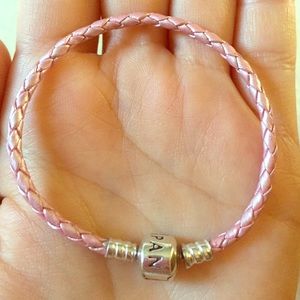 Pink leather Pandora Bracelet