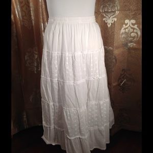 WHITE COTTON LINED MAXI SKIRT