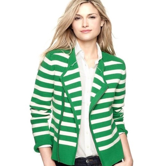 Gap green and white motorcycle style jacket
