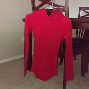 Red turtleneck sweater