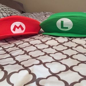 Halloween costume:Mario & Luigi hats.