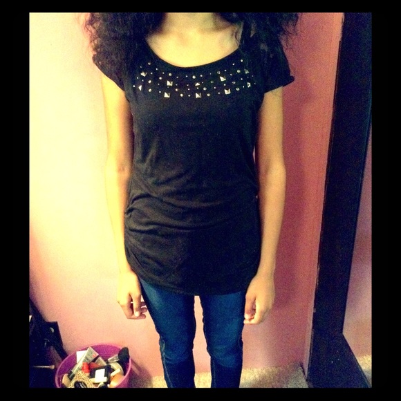 Black Silver Studded Top